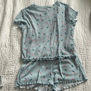 Old Navy Lettuce-Edge Pajama Shorts Set in Blue